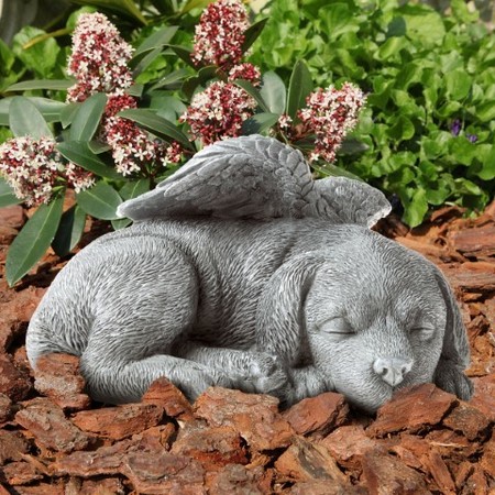 NATURE SPRING Pet Memorial Statue, Sleeping Angel Dog Remembrance Keepsake Sculpture, Grave Marker Stone Figurine 871712HQY